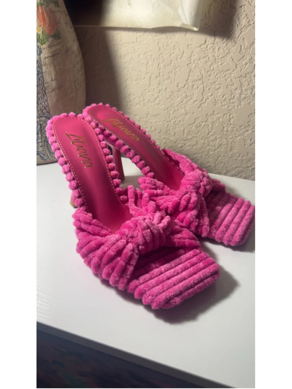 Women's Liliana Pink Heeled Mules Size 7.5